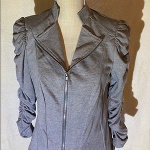 New Directions Blazer Jacket- Grey/White Stripe